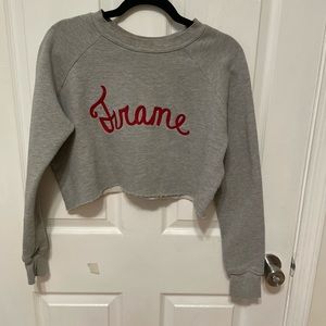 Frame Denim Grey Comfy Crewneck Cropped Sweatshirt  Size XS MSRP$178